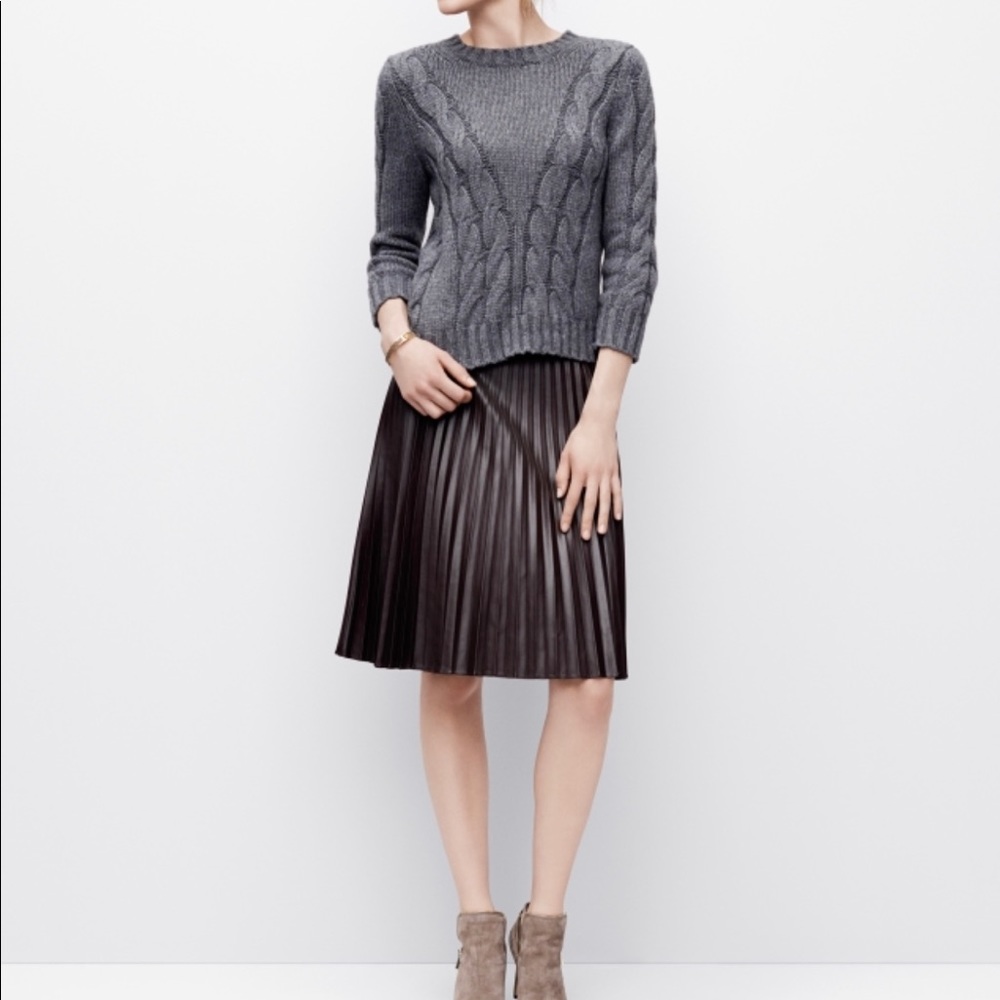 Ann Taylor faux Leather pleated skirt